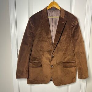 Stafford Corduroy Blazer Jacket Mens 46R Brown Preppy Classic Fit patched elbow